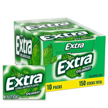 Extra Spearmint Sugar Free Chewing Gum Bulk Pack 15 Pcs., 10 Pk.